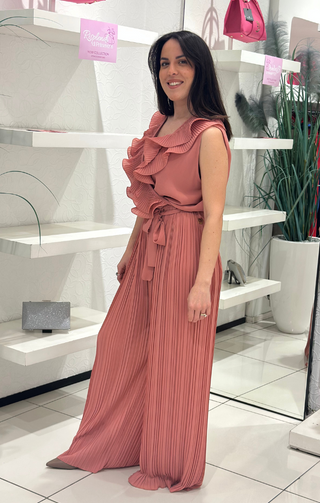 Tuta/vestito con rouches rosa