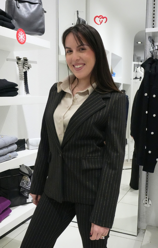 Giacca a righe lurex nera