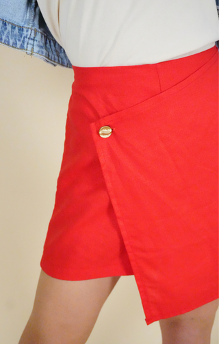 Gonna pantalone lino corallo