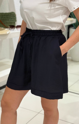 Shorts in viscosa blu