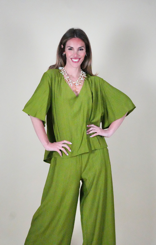 Blusa a "V" verde