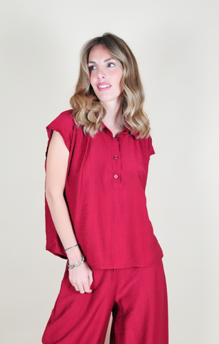 blusa bottoncini rosso