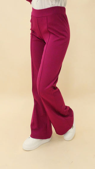 Pantalone con elastico a zampa fragola