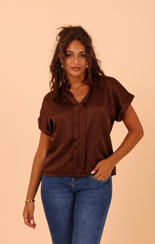 Blusa marrone scollo V