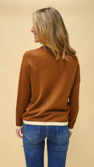 Cardigan bicolore coccio