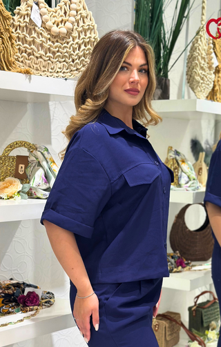 Camicia in viscosa blu