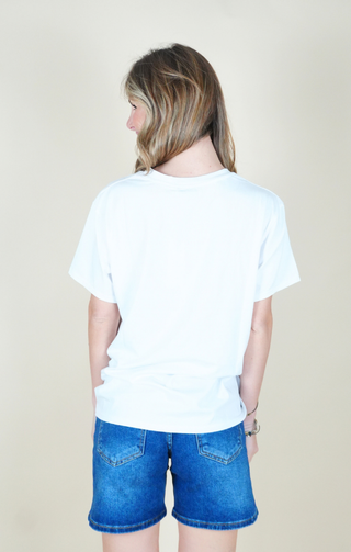 T-shirt bianca cuori marroni