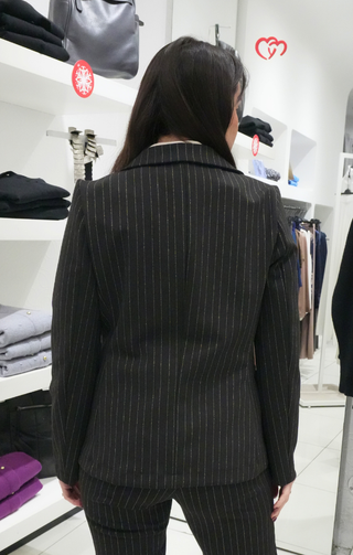 Giacca a righe lurex nera