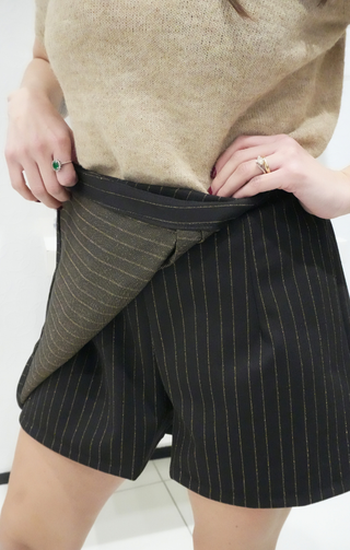 Shorts a righe lurex nero