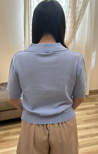 Maglia polo in filo leggero azzurro
