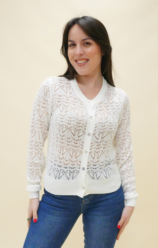 Cardigan traforato bianco