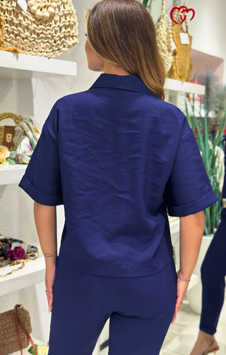 Camicia in viscosa blu