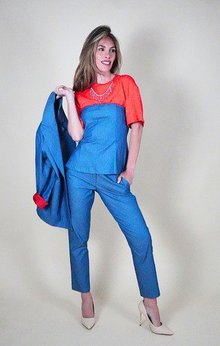 Blazer donna effetto denim