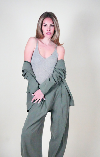 Pantalone Soft vita alta verde militare
