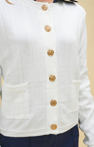 Cardigan con Bottoni Gioiello bianco