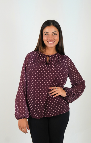 Blusa Pois Chic bordeaux