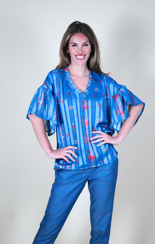 Blusa in chiffon floreale fantasia