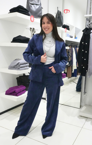 Pantaloni a coste velluto blu