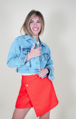 Giubbino Denim Cropped blu
