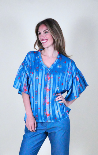 Blusa in chiffon floreale fantasia