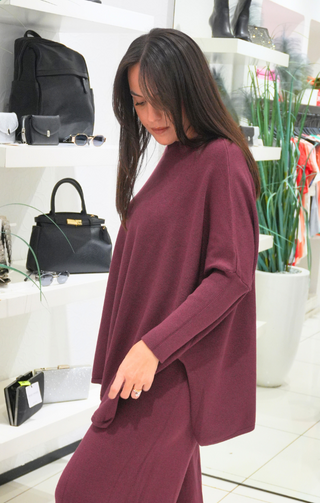 MAGLIA LANA COORDINATO BORDEAUX