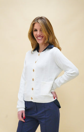 Cardigan con Bottoni Gioiello bianco