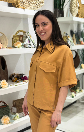 Camicia in viscosa ocra