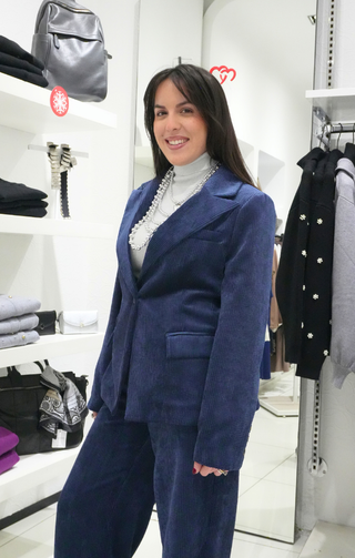 Giacca a coste velluto blu