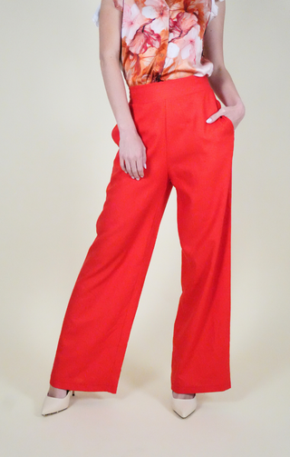 Pantalone lino corallo