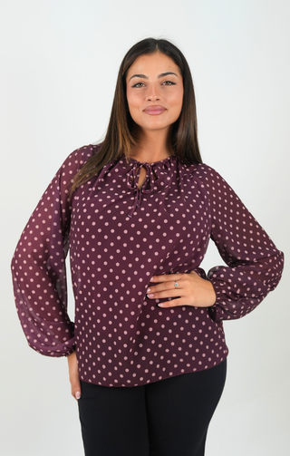 Blusa Pois Chic bordeaux