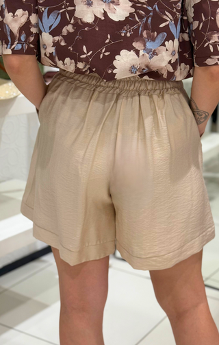 Shorts in viscosa beige