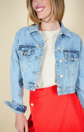Giubbino Denim Cropped blu