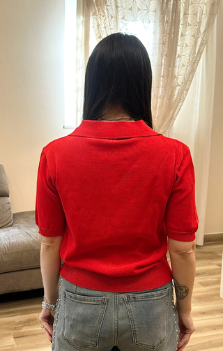 Maglia polo in filo leggero rosso