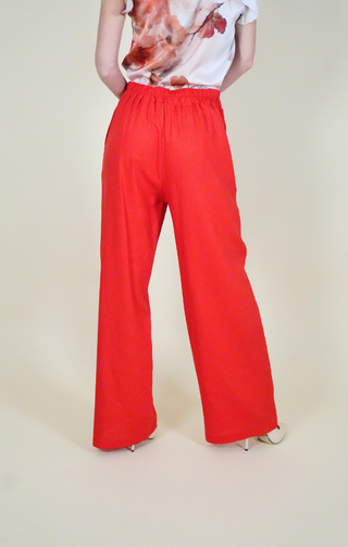 Pantalone lino corallo