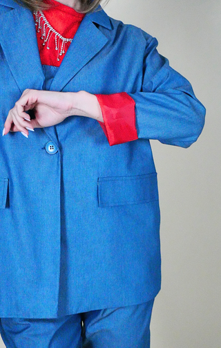 Blazer donna effetto denim