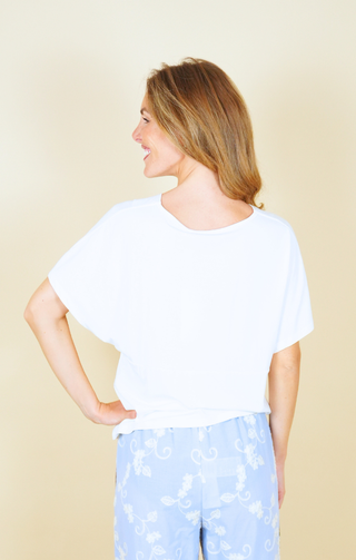 Blusa con scollo V verde bianca
