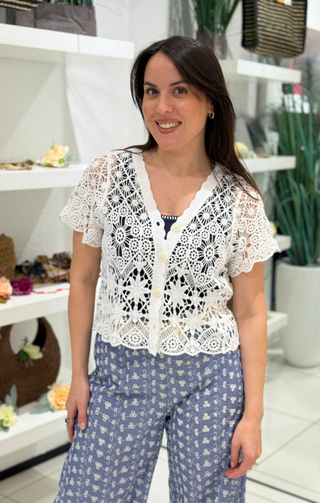Cardigan macramè traforato