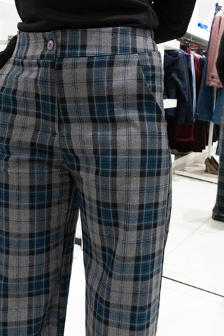 Pantalone a quadri verde/grigio