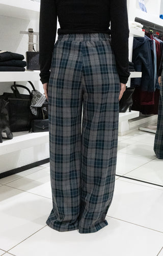 Pantalone a quadri verde/grigio