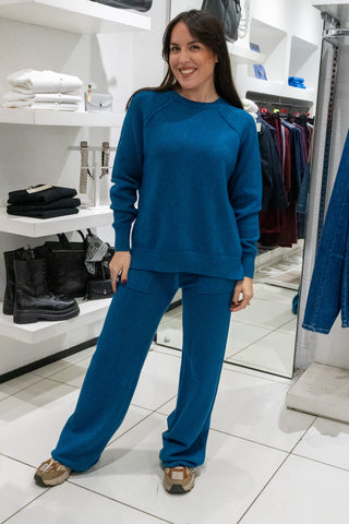 Coordinato in maglia petrolio