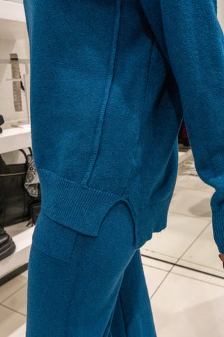 Coordinato in maglia petrolio