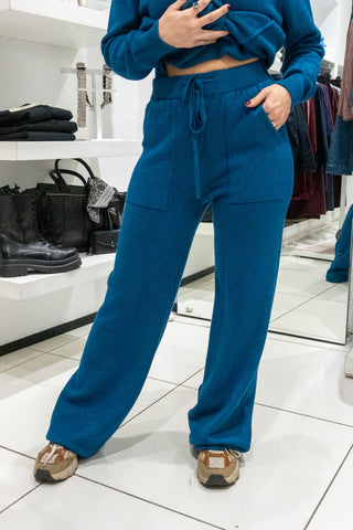 Coordinato in maglia petrolio