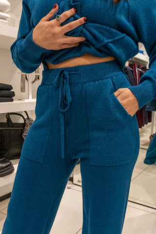 Coordinato in maglia petrolio