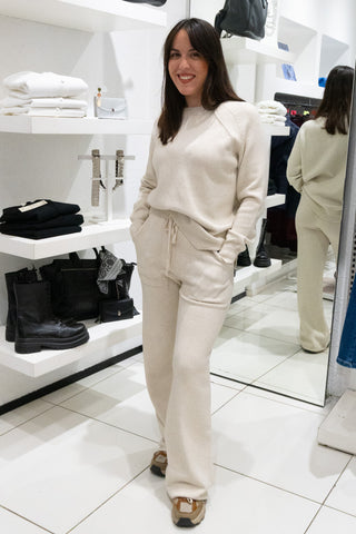 Coordinato in maglia beige