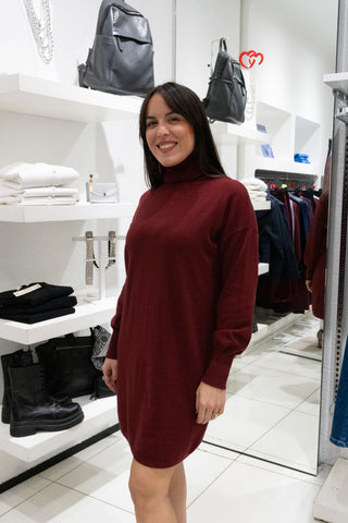 Abito in maglia bordeaux