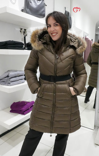 piumino lungo marrone