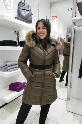 piumino lungo marrone