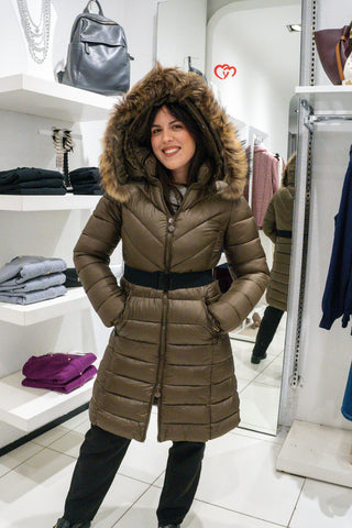 piumino lungo marrone