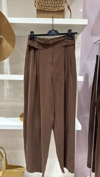Pantalone Soft vita alta marrone
